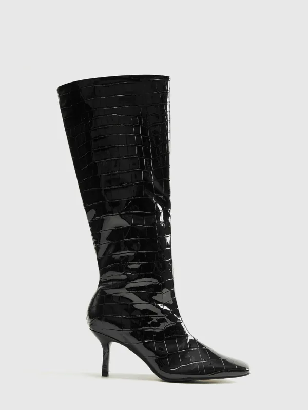 Crocodile Pattern Knee High Boots sold by COMMENSE