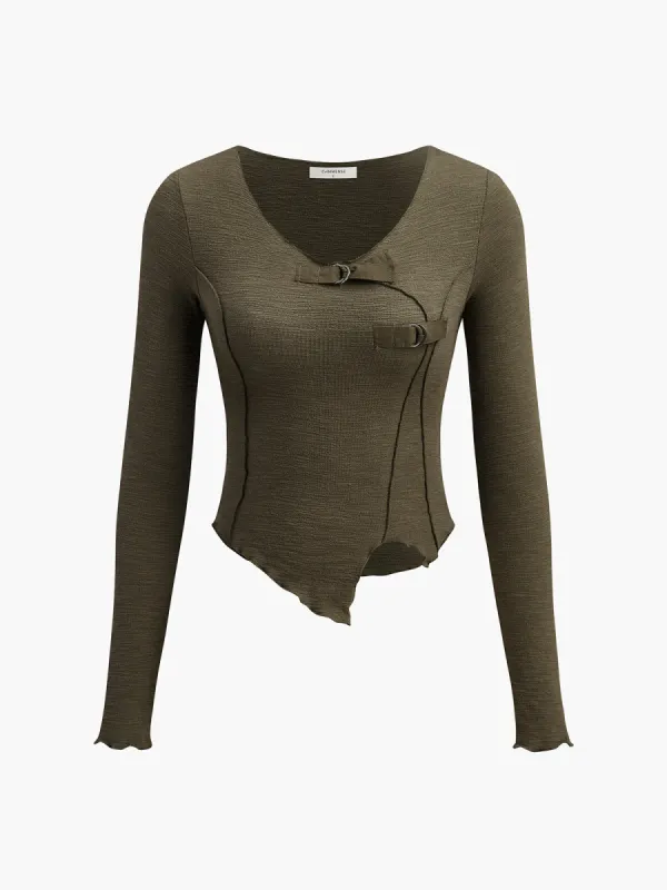 Asymmetrical Design Thin Top sold by COMMENSE