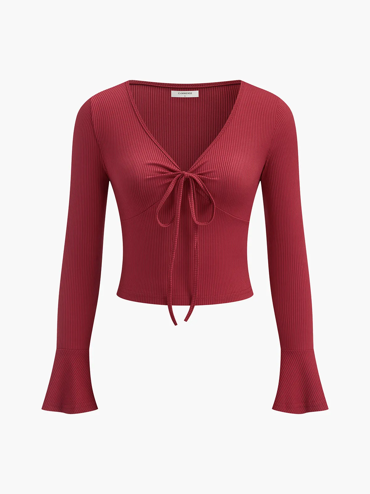 V-Neck Drawstring Slim Top sold by COMMENSE