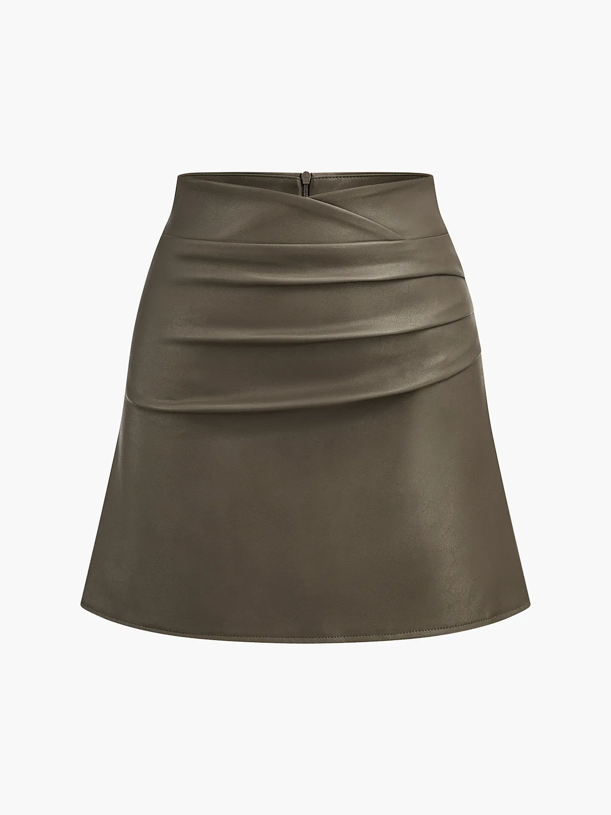 Faux Leather Pleated Skirt sold by COMMENSE