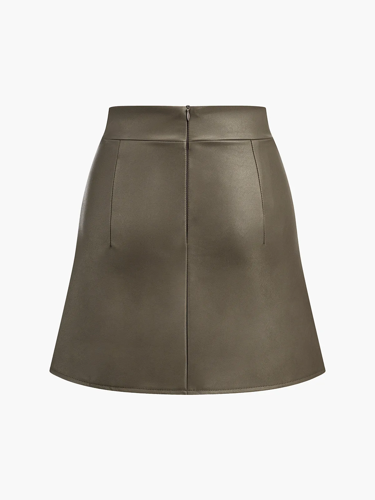 Faux Leather Pleated Skirt sold by COMMENSE product image thumbnail 2