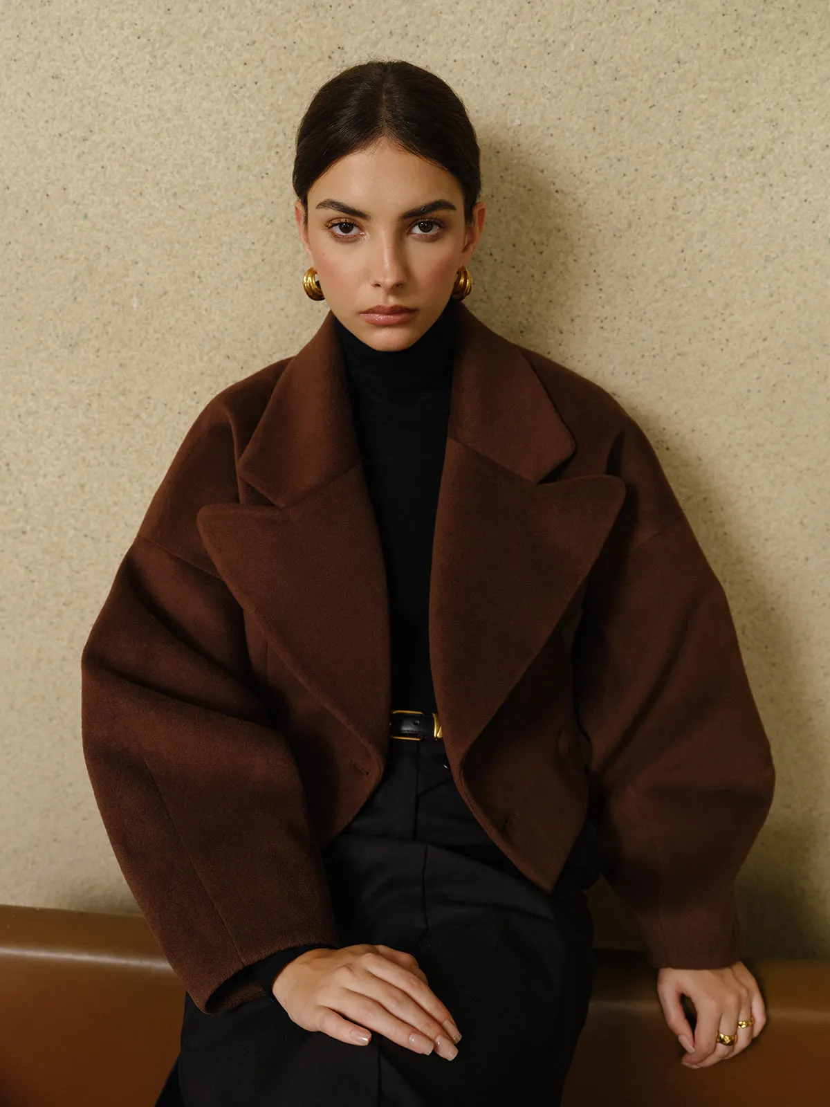 Button Tweed Lapel Short Coat sold by COMMENSE