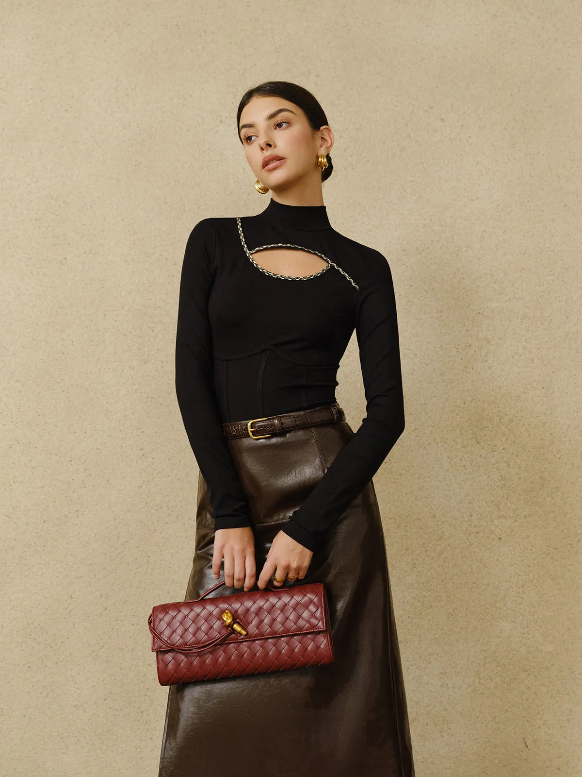 Contrast Trim Cutout Piping Top sold by COMMENSE