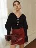 V-Neck Leg-Of Mutton Sleeve Sweater sold by COMMENSE