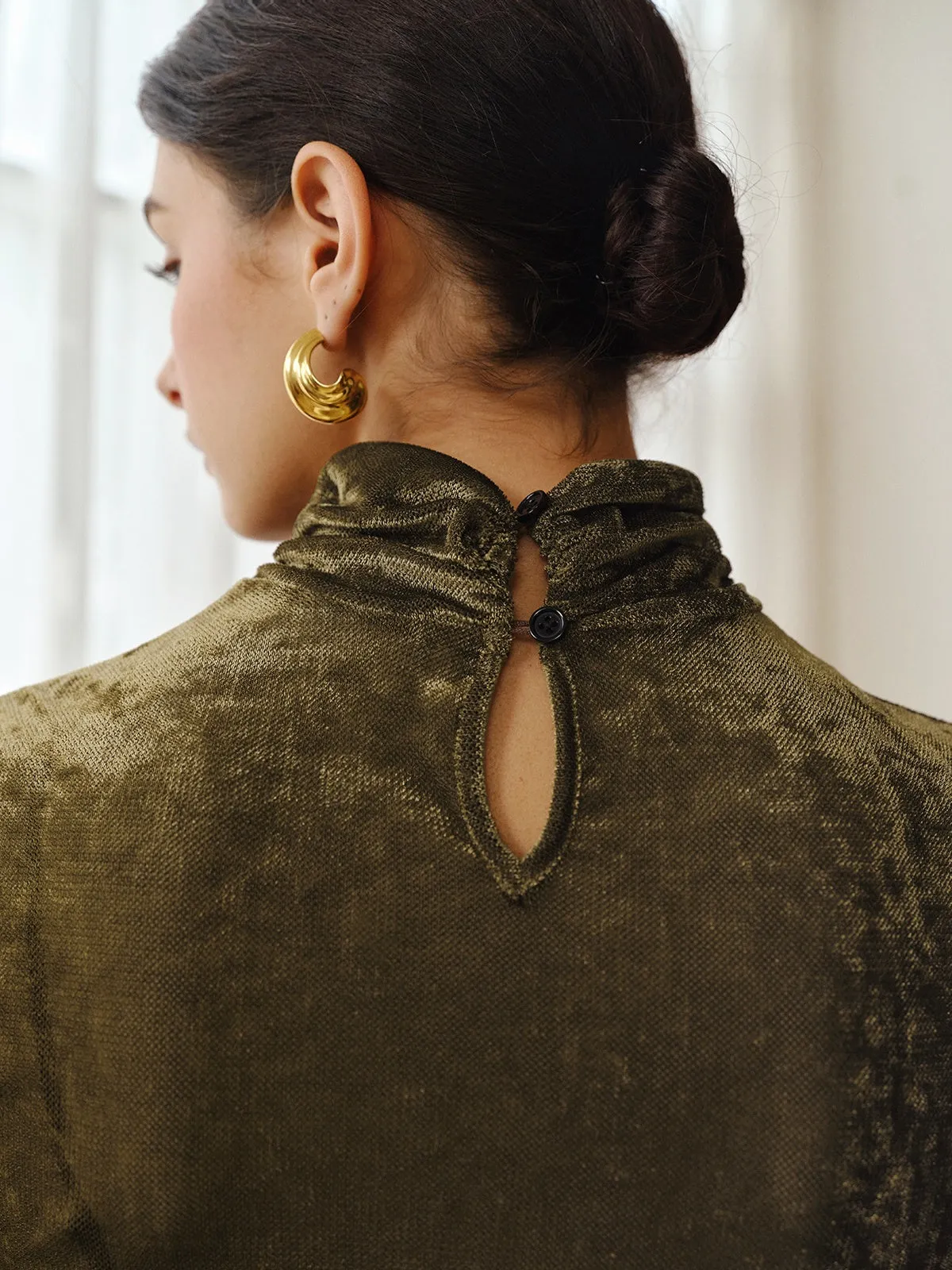 Turtleneck Semi-Sheer Velvet Top sold by COMMENSE product image thumbnail 5