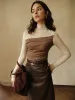 Color Block Pleated Panel Shirt sold by COMMENSE