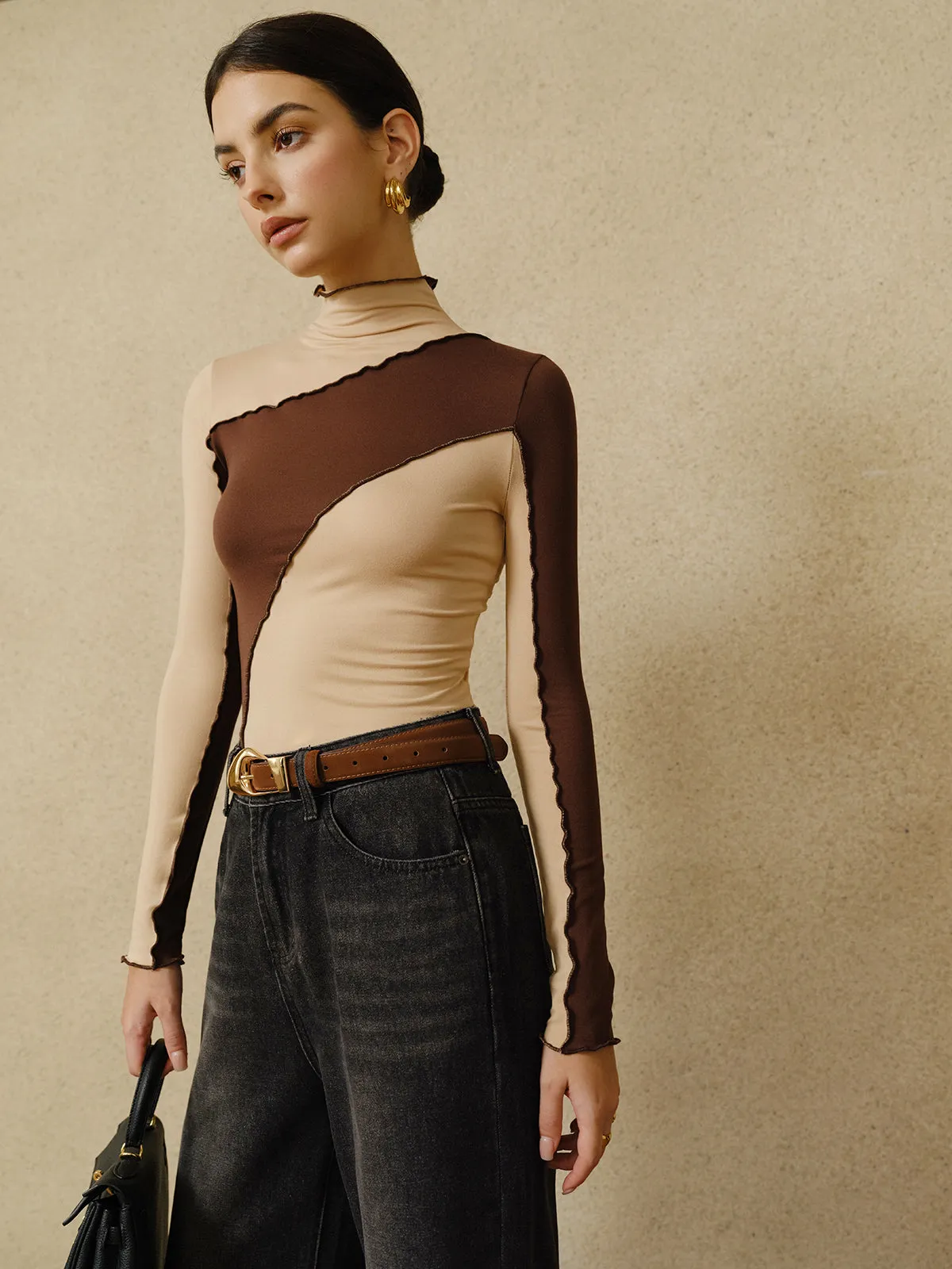 Color Block Lettuce Trim Jersey Top sold by COMMENSE product image thumbnail 5