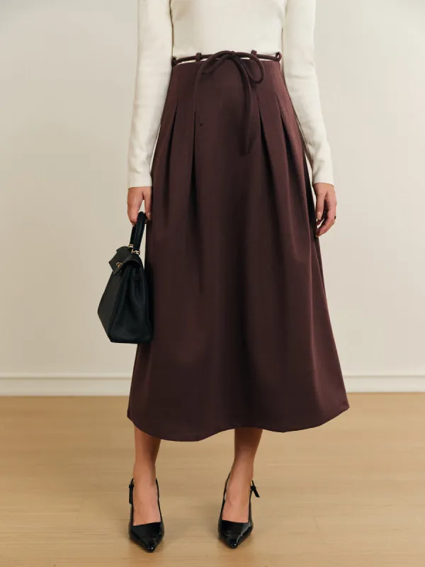 Drawstring Pleated Midi Skirt sold by COMMENSE