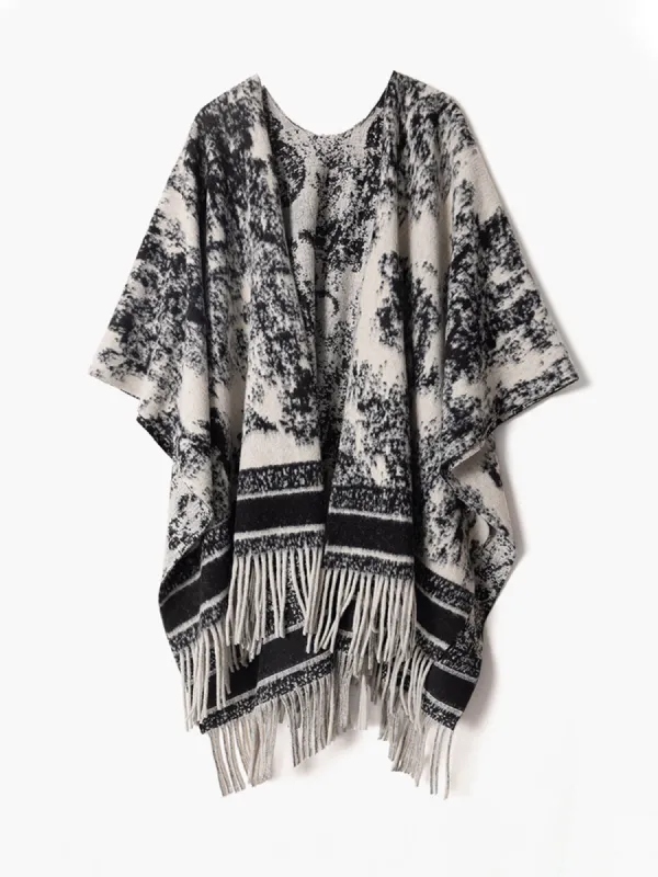 Retro Ink Painting Tassel Shawl Scarf sold by COMMENSE
