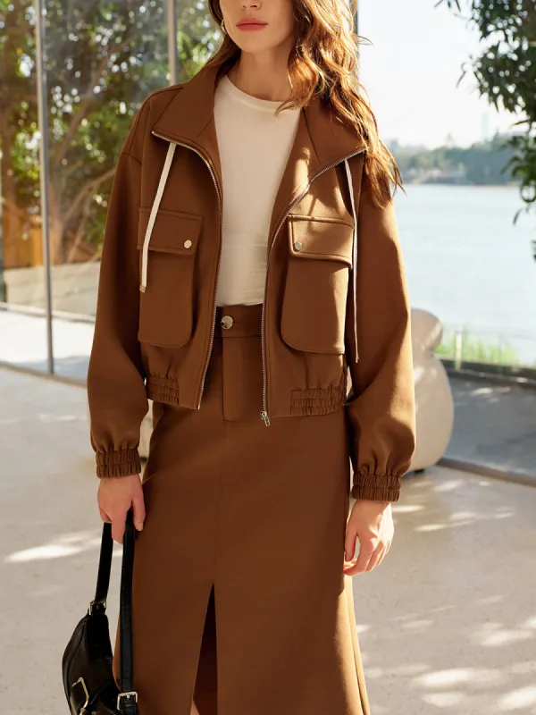 Zipper Pockets Sweatshirt Fabric Jacket sold by COMMENSE