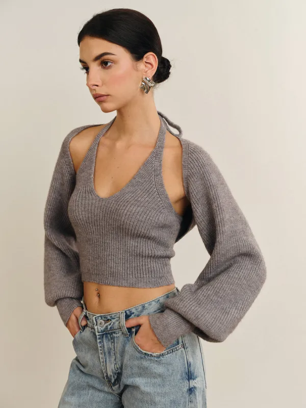 Bee Sleeve Halter Sweater Co-ord sold by COMMENSE