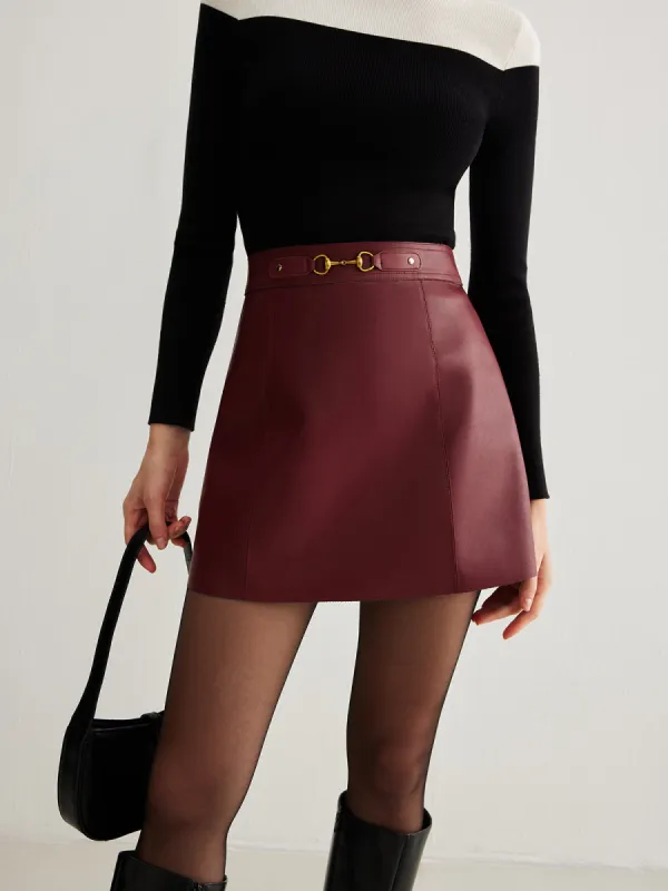 Magnet Closure Faux Leather Skirt sold by COMMENSE
