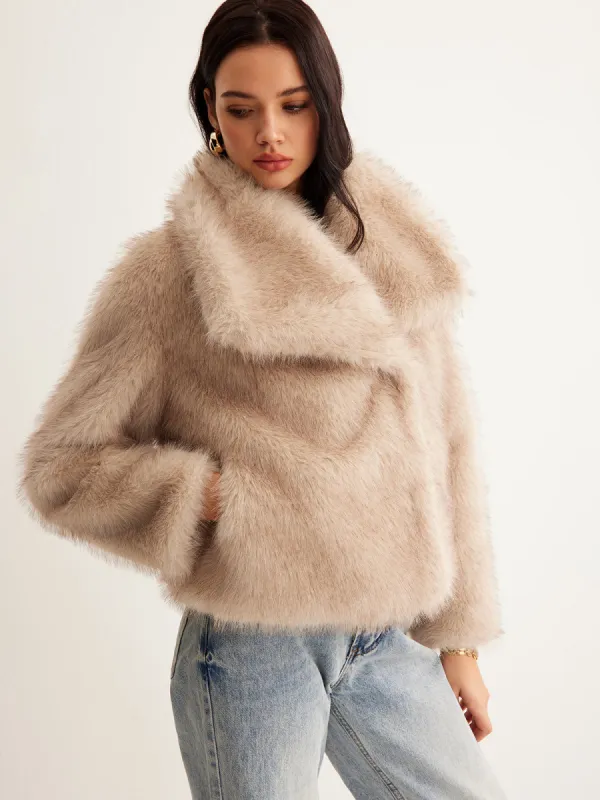 Faux Fur Button Wool Coat sold by COMMENSE