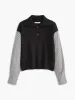 Color Block Panel Lapel Sweater sold by COMMENSE