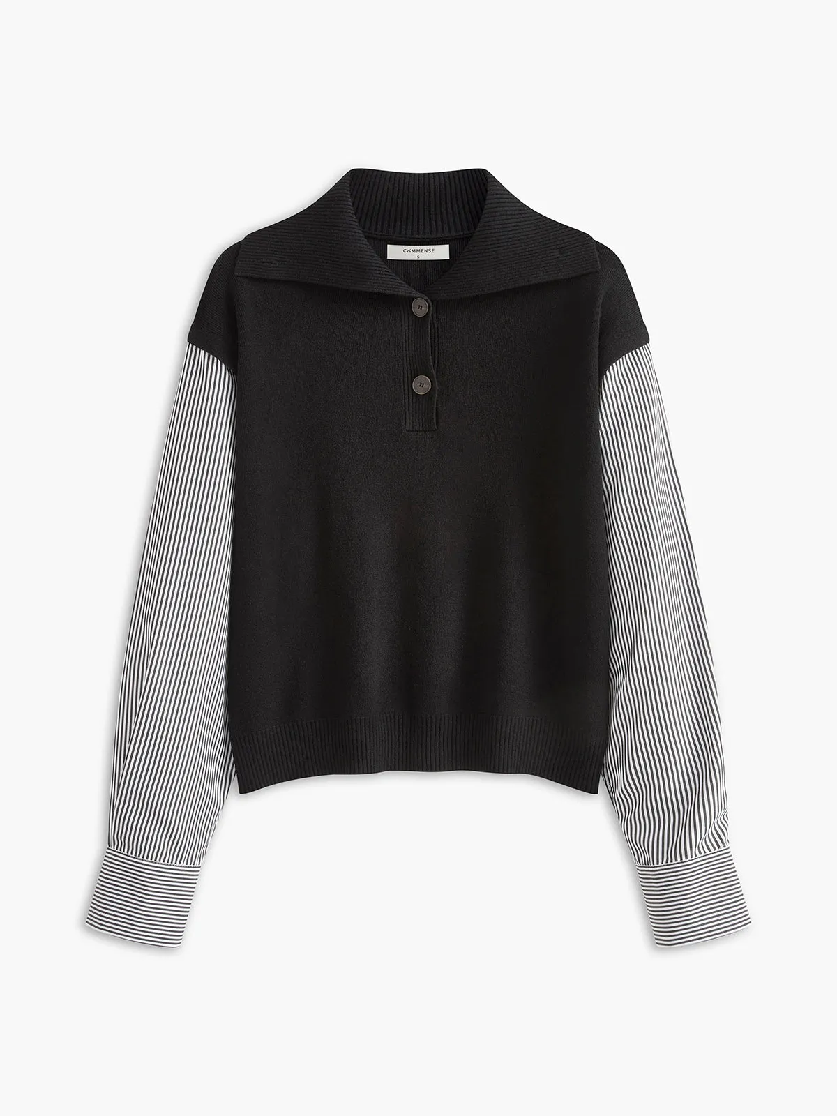 Color Block Panel Lapel Sweater sold by COMMENSE product image thumbnail 2