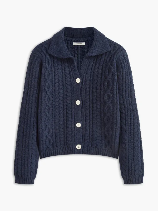 Button Up Lapel Twist Cardigan sold by COMMENSE