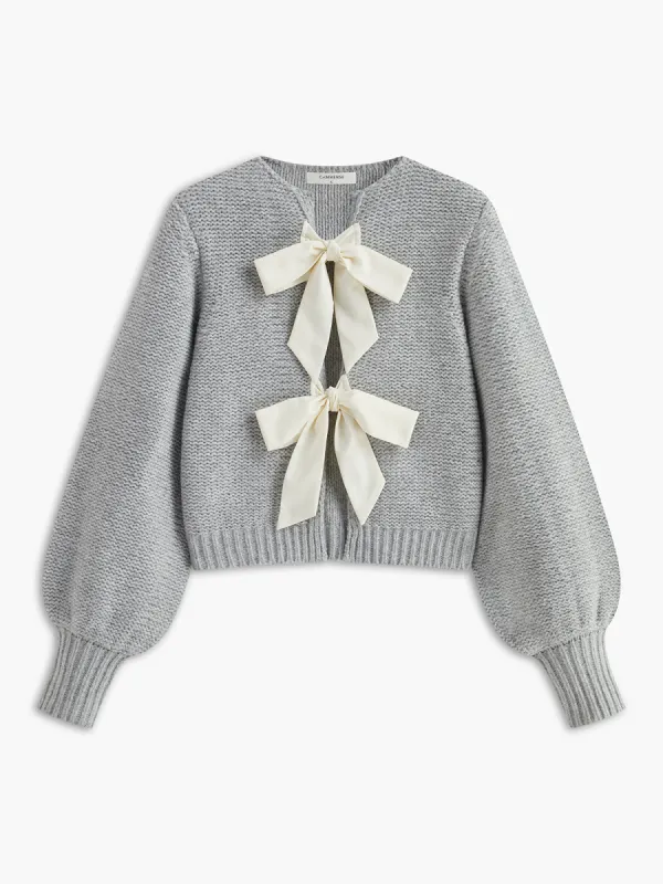 Crew Neck Bow Knit Top sold by COMMENSE