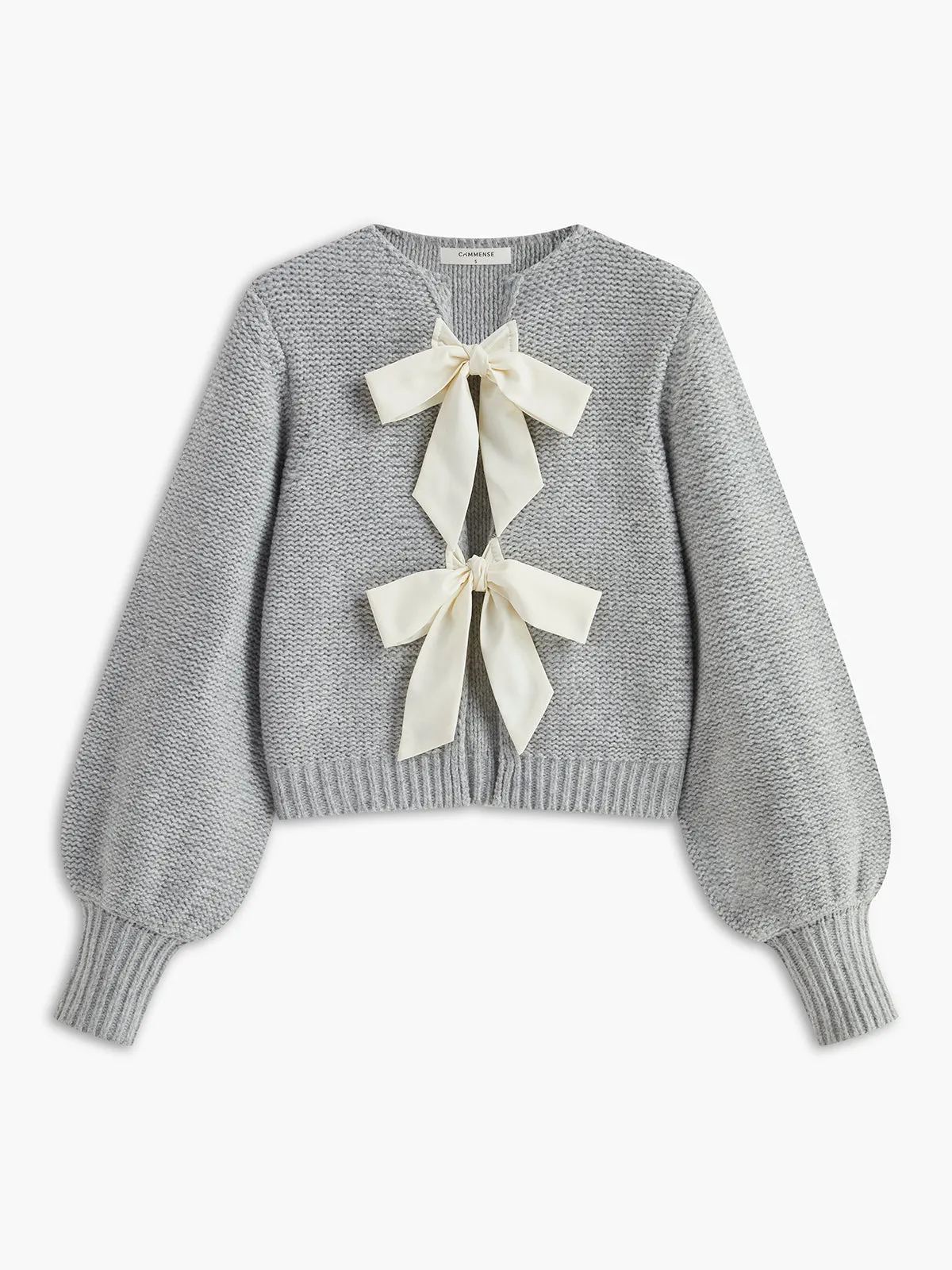 Crew Neck Bow Knit Top sold by COMMENSE