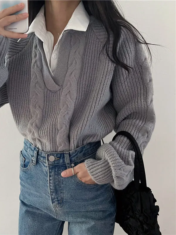 2 in 1 Twist Polo Sweater sold by COMMENSE product image thumbnail 4