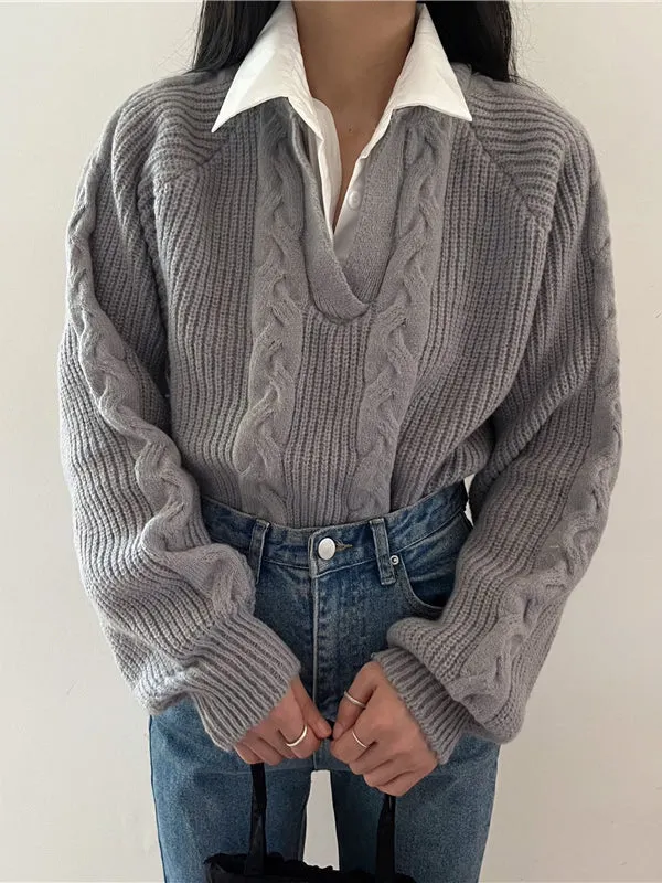 2 in 1 Twist Polo Sweater sold by COMMENSE