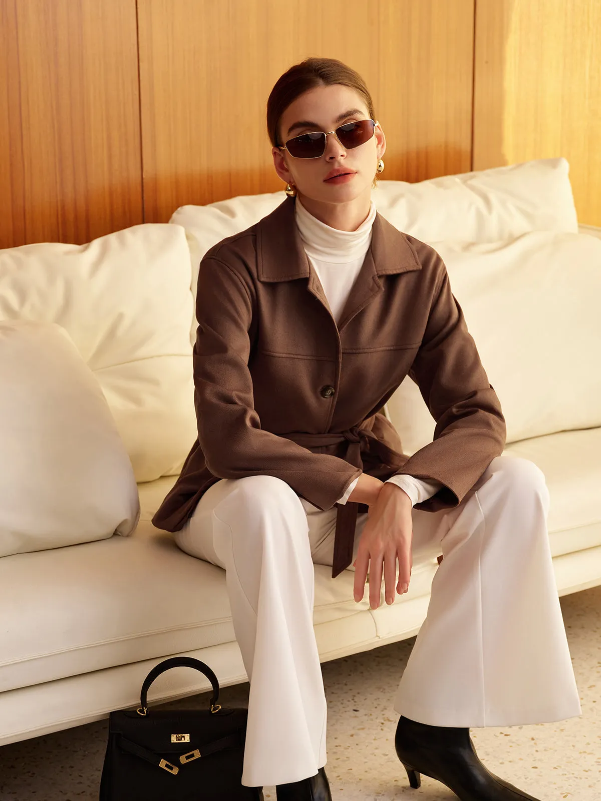 Boheme Belted Suede Polo Jacket sold by COMMENSE product image thumbnail 5