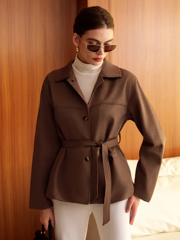 Boheme Belted Suede Polo Jacket sold by COMMENSE