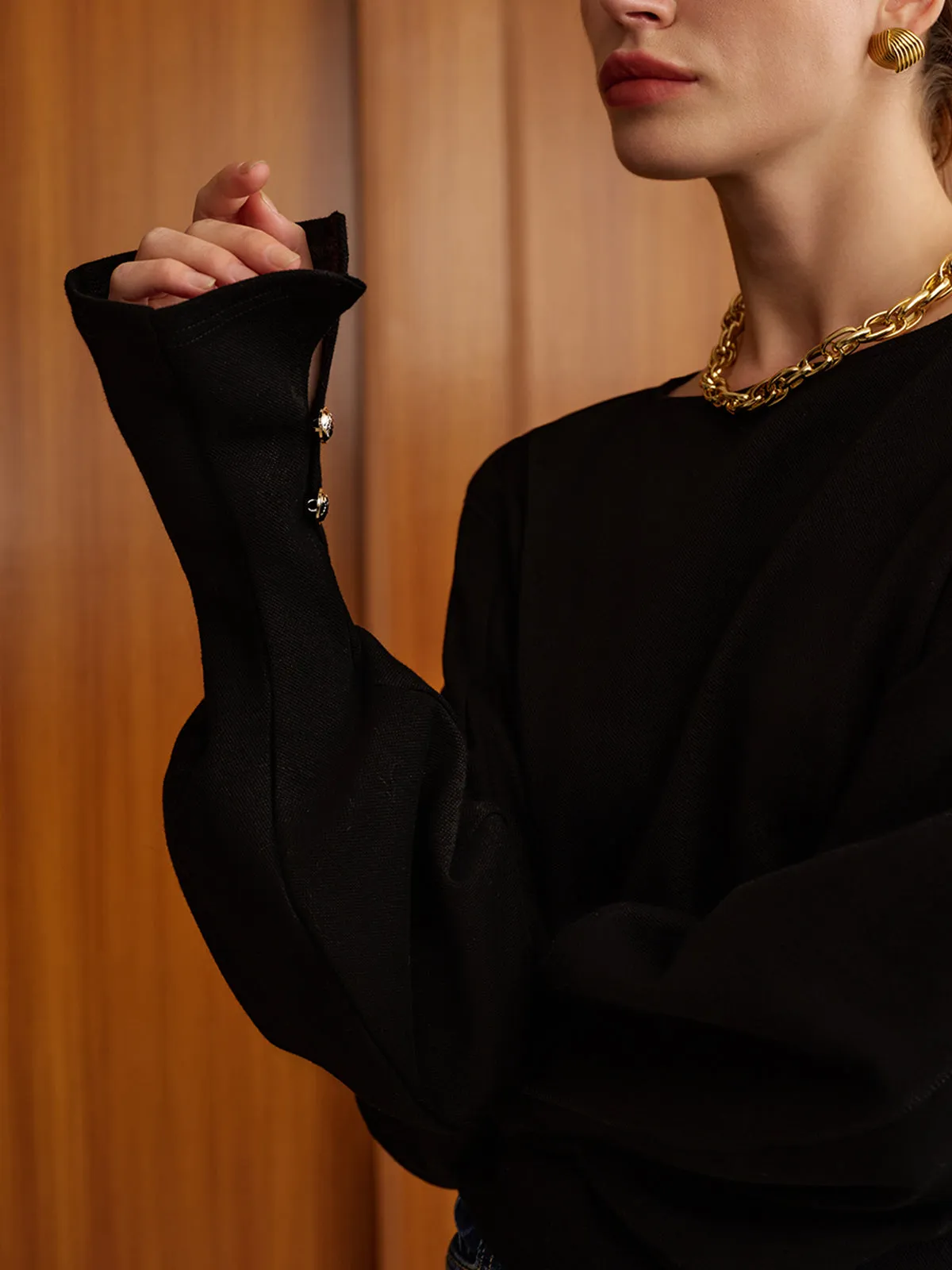 Bell Sleeve Cinched Sweatshirt sold by COMMENSE product image thumbnail 5