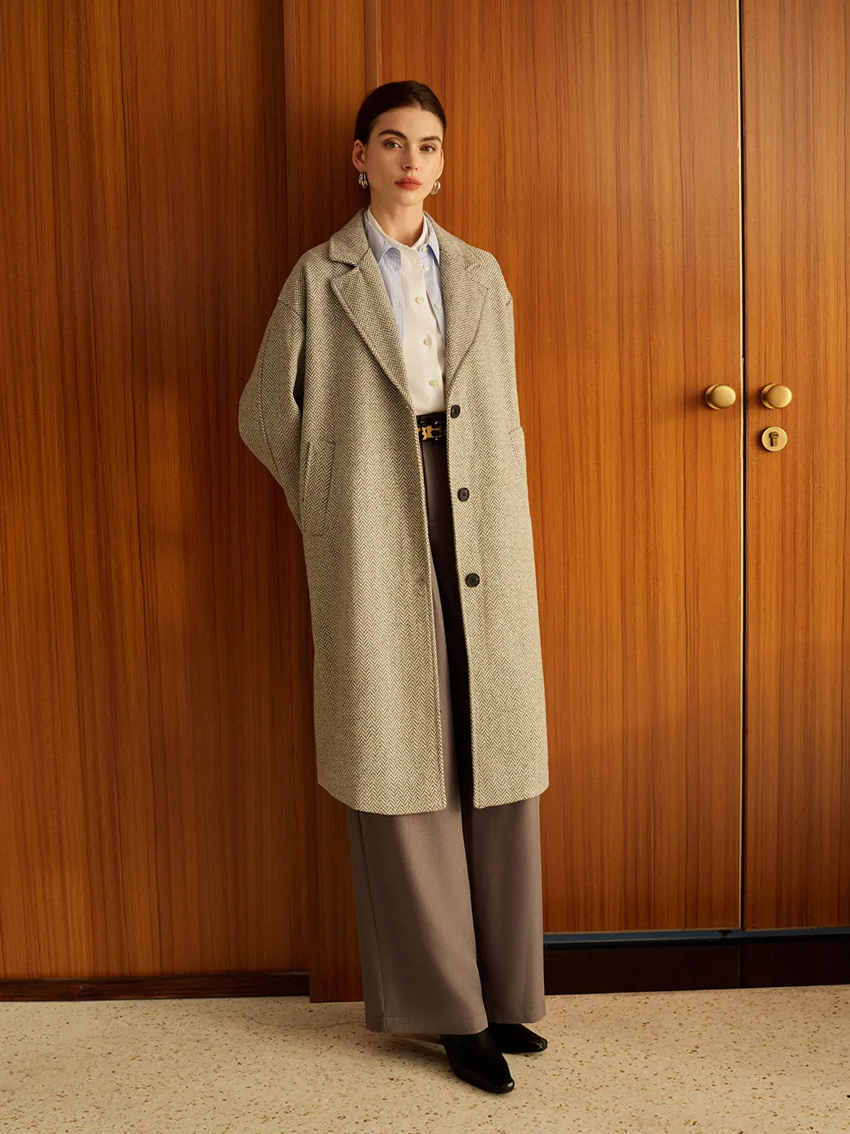 Elegant Plain Button Long Coat sold by COMMENSE product image thumbnail 2