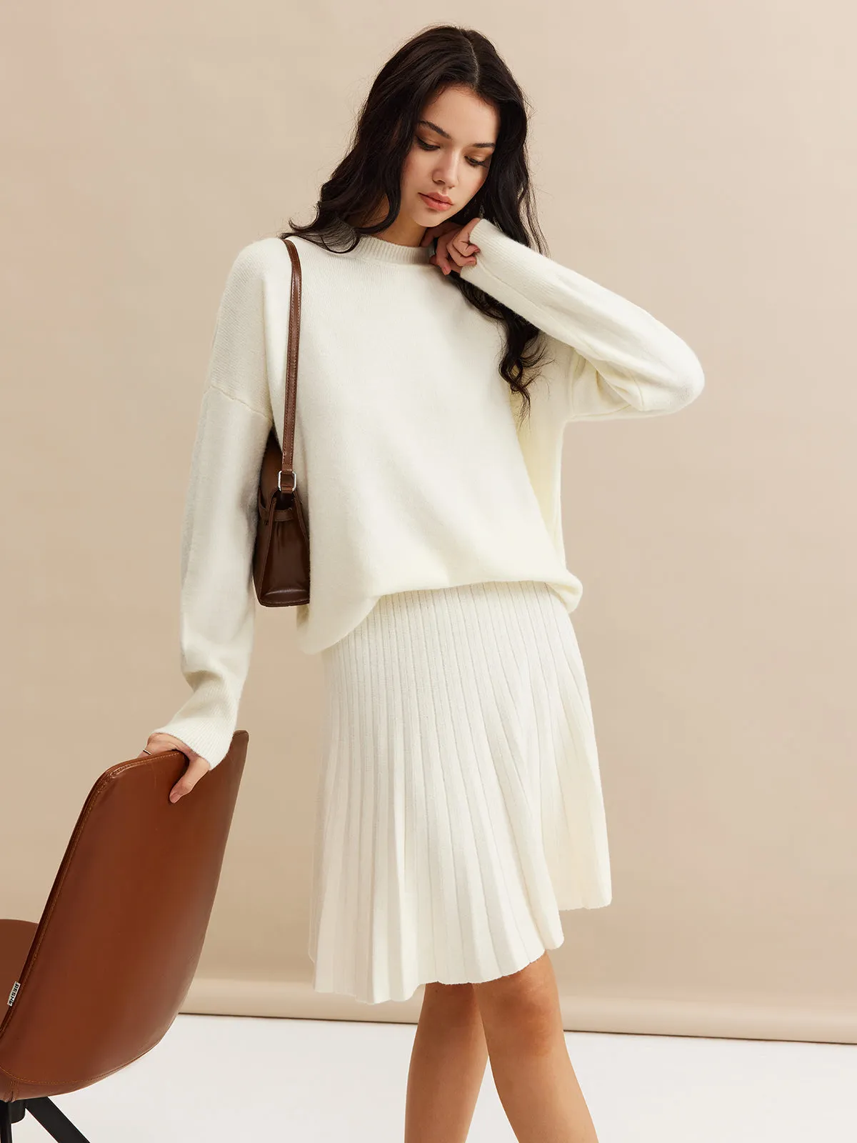 Minimalist Pleated Sweater Skirt Set sold by COMMENSE