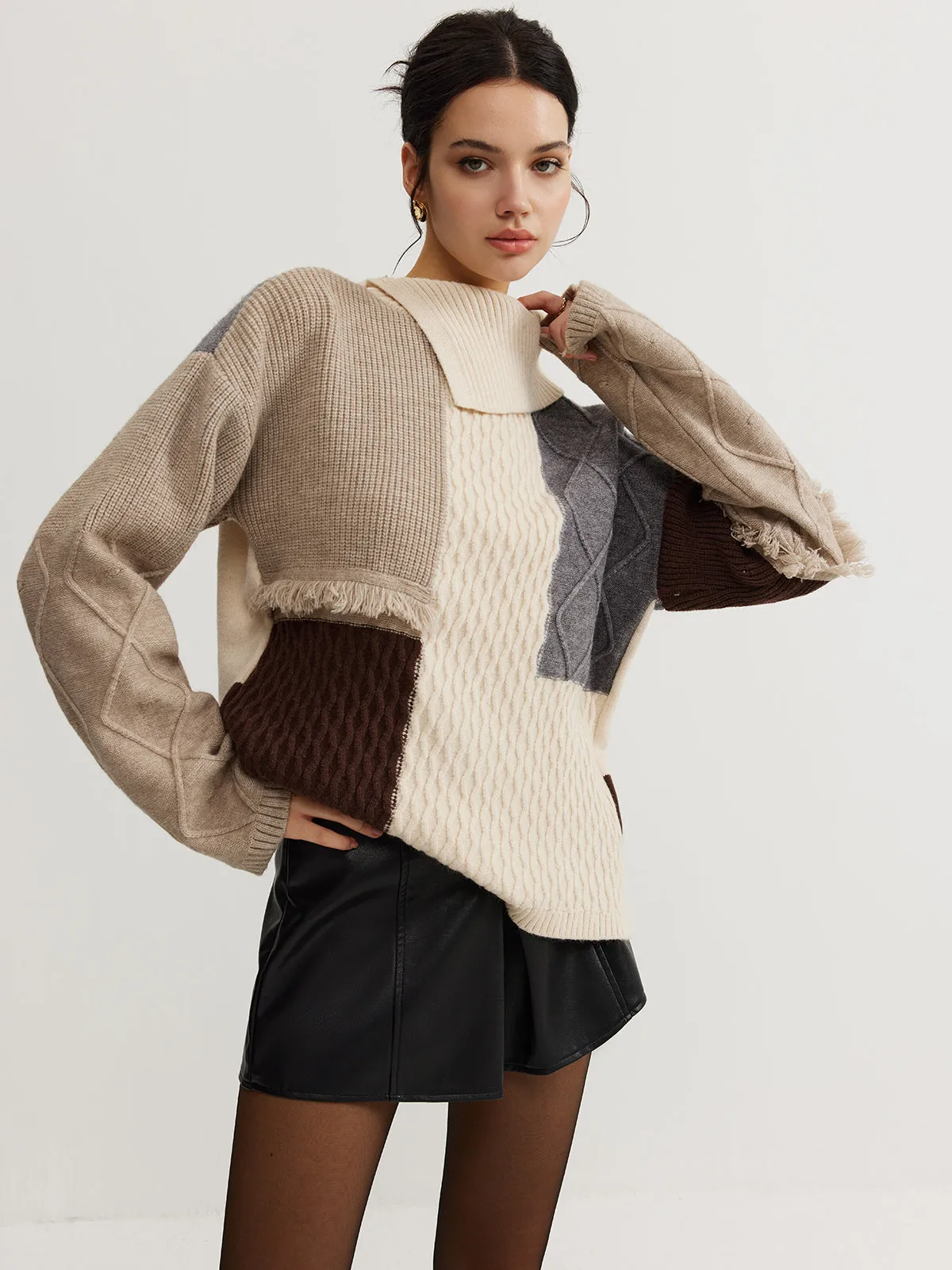 Boheme Color Block Knit Top sold by COMMENSE product image thumbnail 4