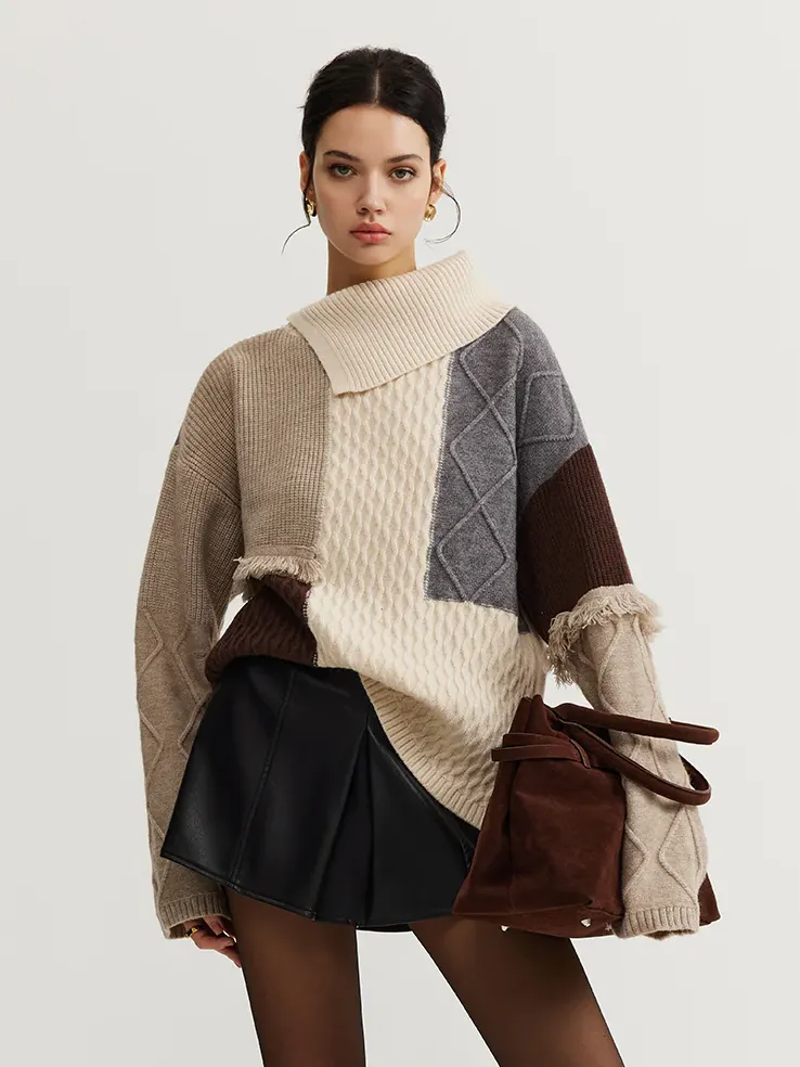 Boheme Color Block Knit Top sold by COMMENSE