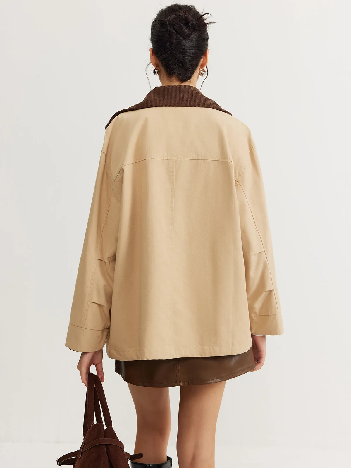 Contrast Collar Zipper Cargo Jacket sold by COMMENSE product image thumbnail 3