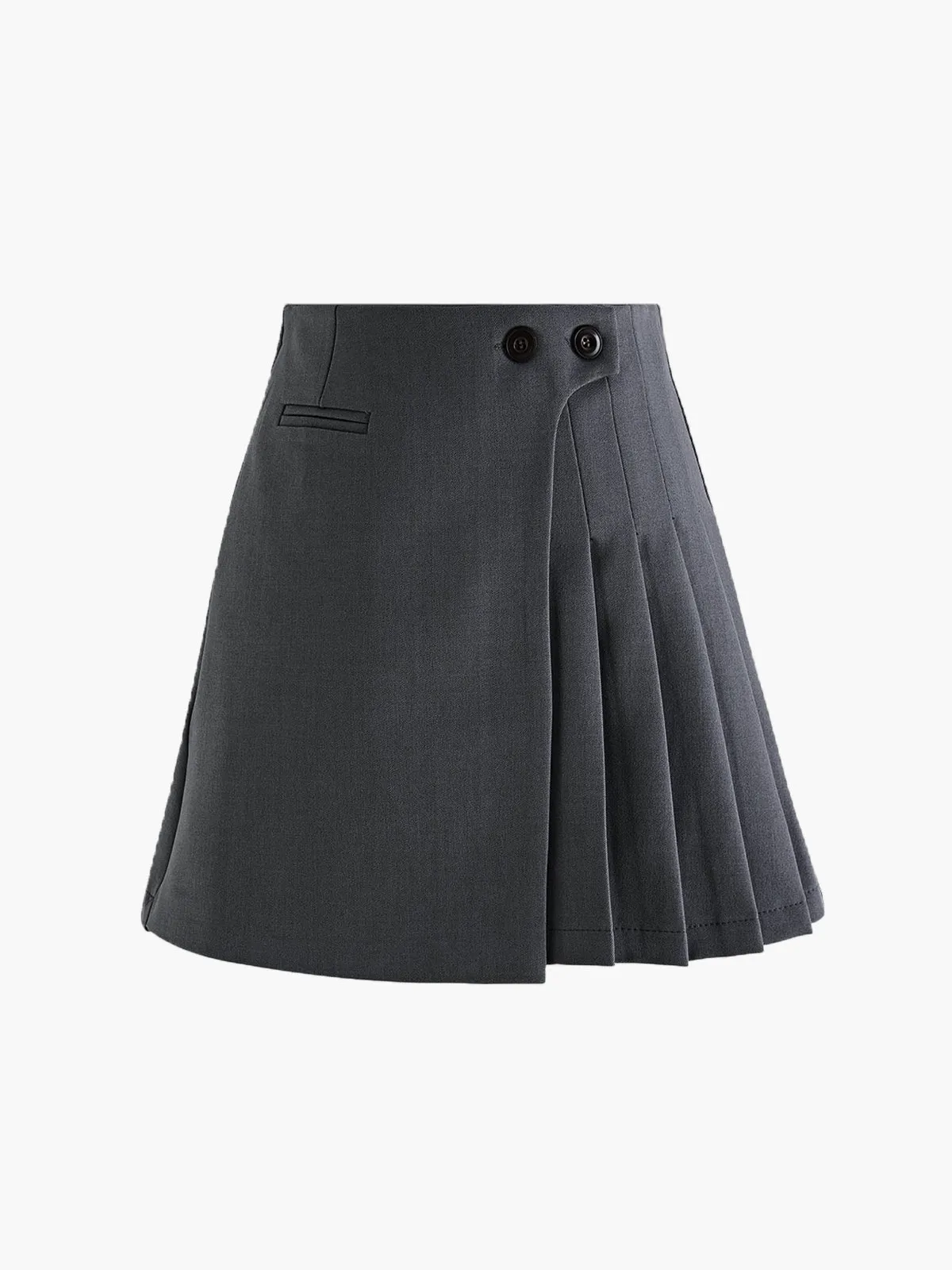 Button Zipper Pleated Suit Skirt sold by COMMENSE