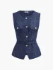 Sequins Button Belted Tweed Vest sold by COMMENSE