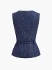 Sequins Button Belted Tweed Vest sold by COMMENSE