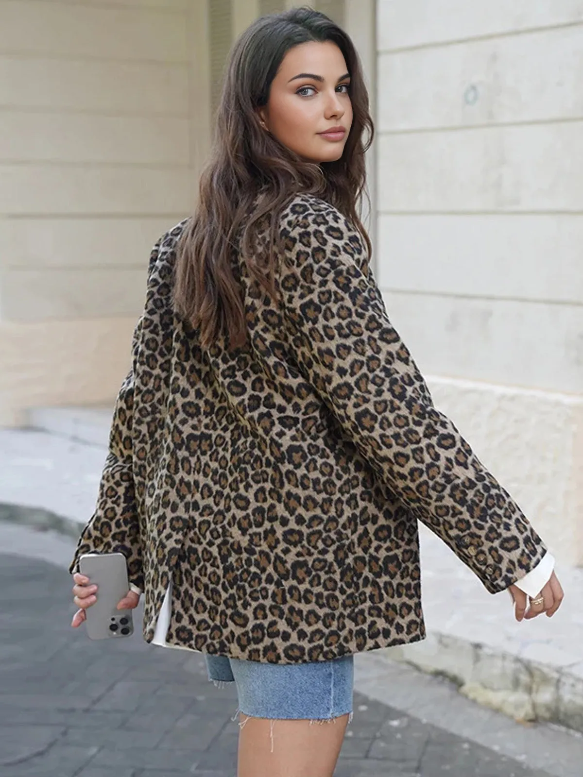Leopard Printed Button Tweed Blazer sold by COMMENSE product image thumbnail 2
