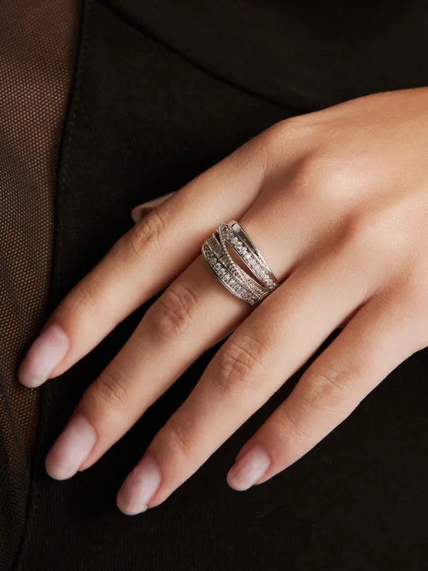 Elegant Multi-Layer Zircon Ring sold by COMMENSE