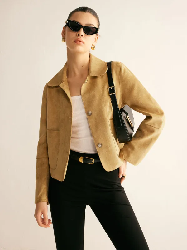 Plain Faux Leather Short Jacket sold by COMMENSE