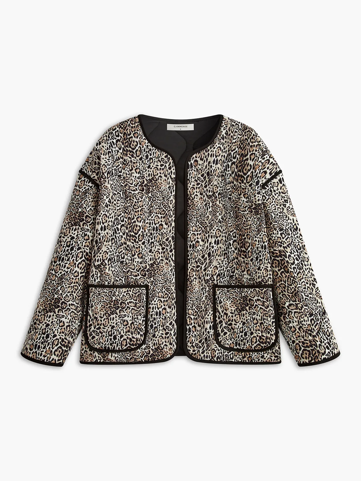 Contrast Trim Leopard Printed Winter Coat sold by COMMENSE