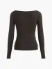 Side Pleated Slim Knit Top sold by COMMENSE