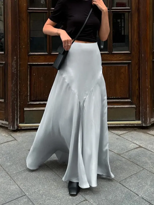 Satin Pleated Slit Skirt sold by COMMENSE product image thumbnail 2