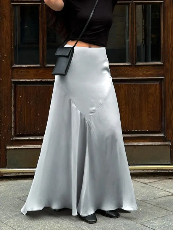 Satin Pleated Slit Skirt sold by COMMENSE product image thumbnail 3