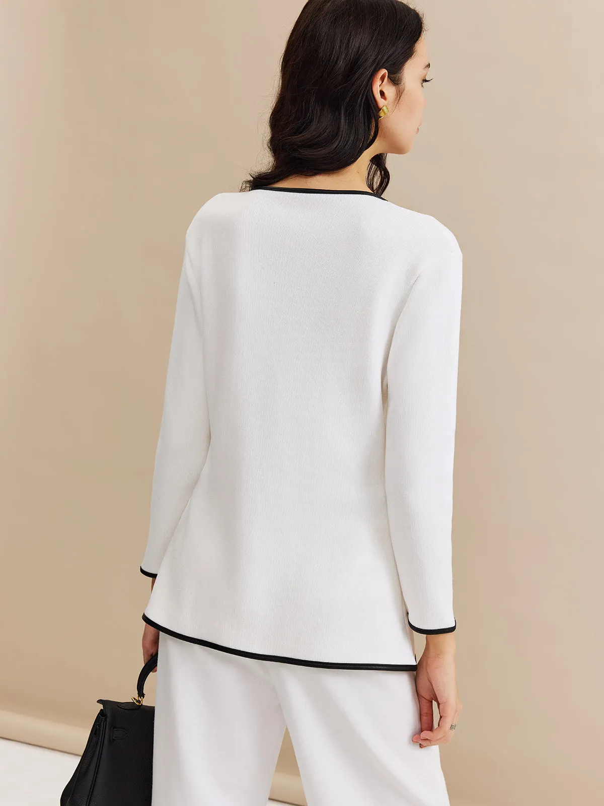 Contrast Trim Button Slit Cardigan sold by COMMENSE product image thumbnail 3