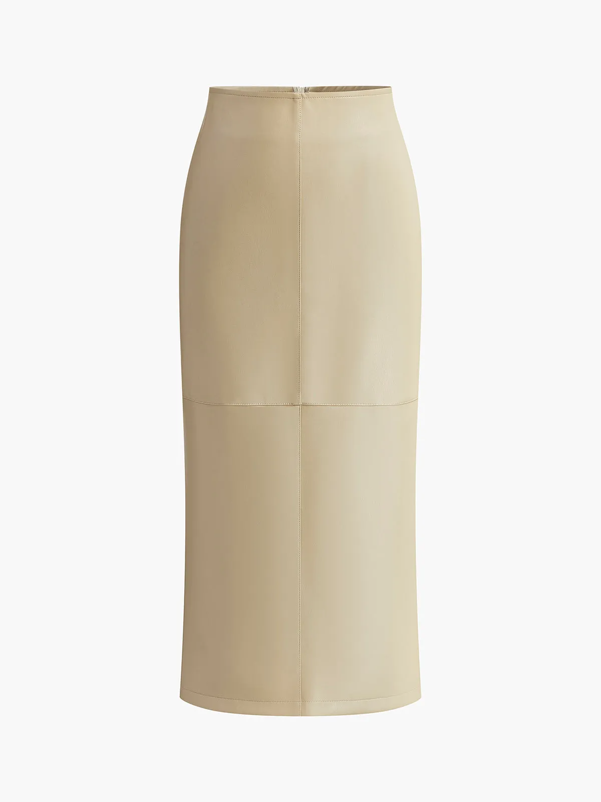Faux Leather Piping Sit Midi Skirt sold by COMMENSE product image thumbnail 2
