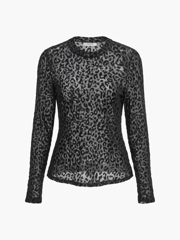 Leopard Printed Sheer T-Shirt sold by COMMENSE