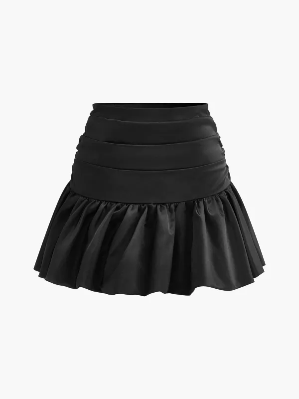Pleated Ruffle Mini Skirt made by COMMENSE