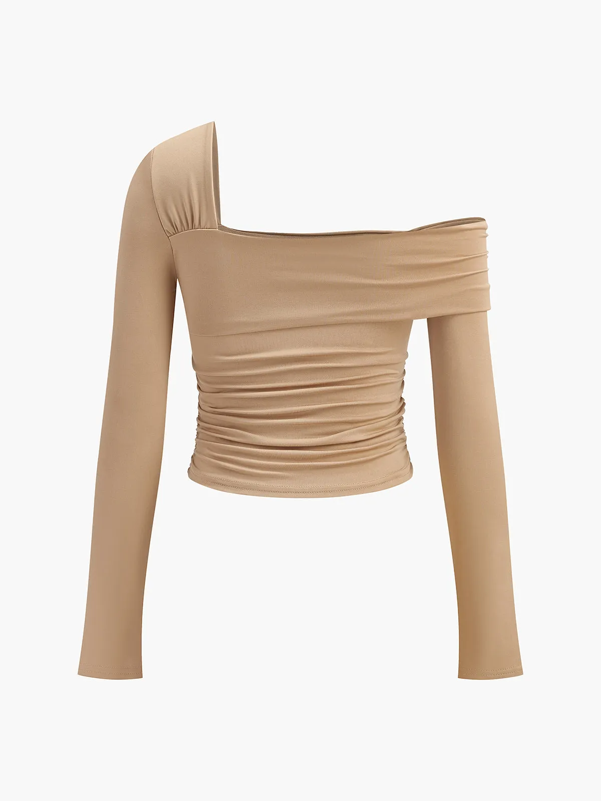 One Shoulder Pleated T-Shirt sold by COMMENSE product image thumbnail 2