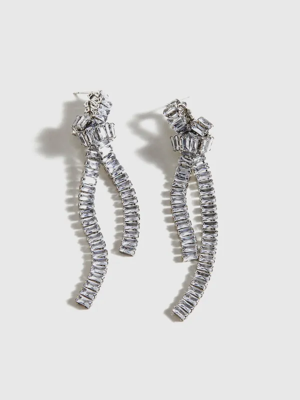 Rhinestone Knotted Tassel Earrings sold by COMMENSE