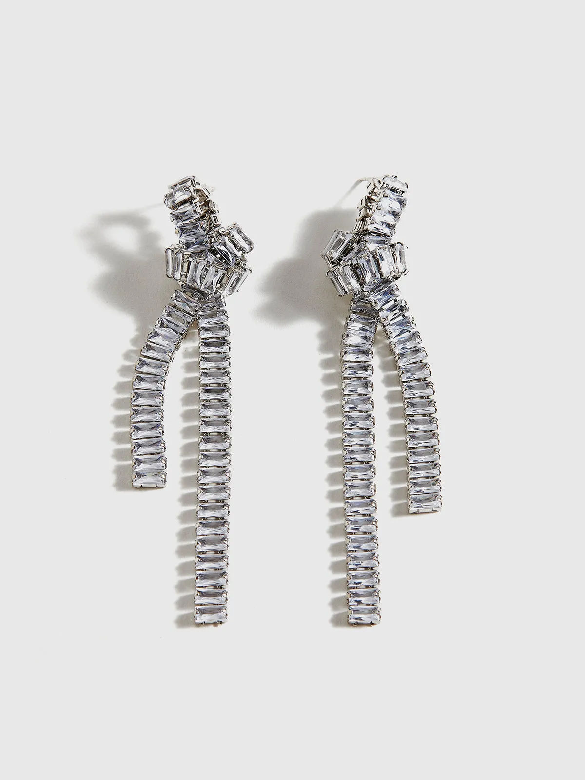 Rhinestone Knotted Tassel Earrings sold by COMMENSE product image thumbnail 2