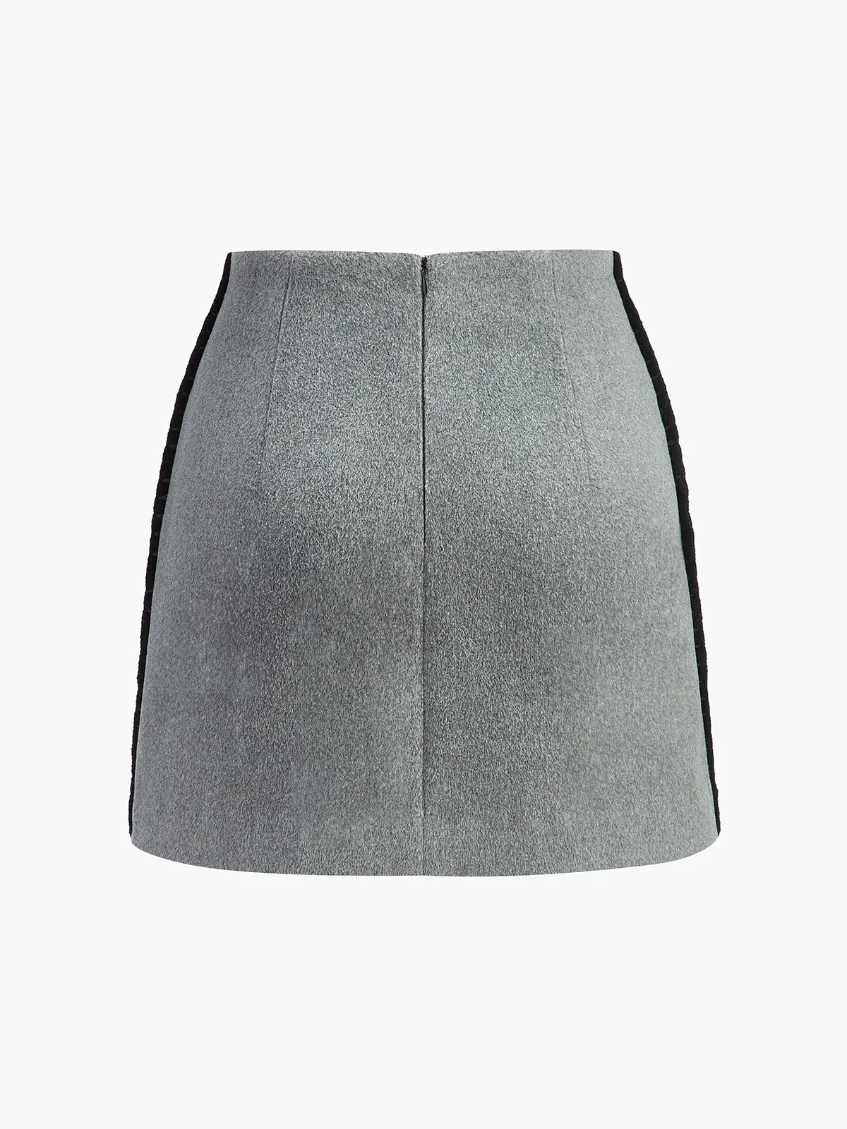 Embroidered Contrast Trim Zipper Skirt sold by COMMENSE product image thumbnail 4